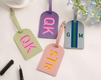 Personalized Luggage Tag with Shadow Monogram,Custom Travel Bag Tag,Initial Name ID Tag,Gift for Travelers,Suitcase Tag,Wedding Favor
