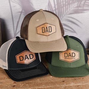Personalized Dad Patch Hat,Dad Birthday Gift,New Dad Gift,Gift For Husband,Trucker Hat,Leather Patch Hat,Custom Hat,New Dad Present.