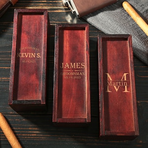 Personalisierte Groomsmen Geschenke Box, gravierte Holzkiste für Trauzeugen, Trauzeuge Geschenk, Benutzerdefinierte leere Holzkiste, Trauzeugen Vorschlag, Zigarrengeschenkbox.