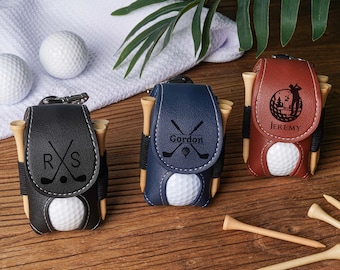 Custom Golf Bag Pouch,Golf Gift for him,Personalized Golf Ball and Tee holder with clip,Unique Monogram Golf Gift Idea.
