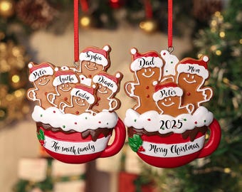 Personalized Resin Family Ornament, Gingerbread Christmas Family Ornament, Gingerbread Family of 2,3,4,5,6 Ornament 2025, Christmas Decor