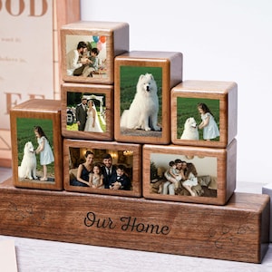 Custom Wooden Photo Blocks Collage,Stackable Wood Photo Block Set,Picture Memory Blocks,Photo Keepsake Block,Family Picture Gift