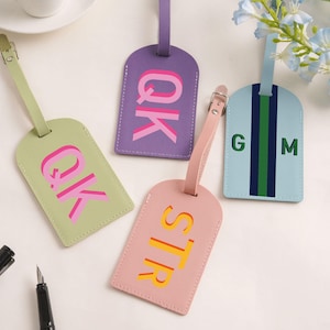 Etiqueta de equipaje personalizada con monograma de sombra, etiqueta de bolsa de viaje personalizada, etiqueta de identificación con nombre inicial, regalo para viajeros, etiqueta de maleta, recuerdo de boda
