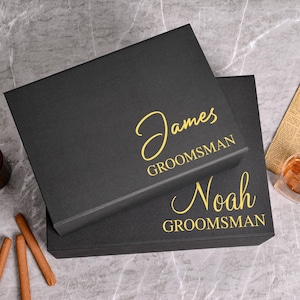 Benutzerdefinierte Trauzeuge faltende Geschenkbox, personalisierte Hochzeitsname Geschenkbox, personalisierte Trauzeugen Geschenkbox, schwarze Mgnetic Geschenkbox, Trauzeugen Bevorzugungen