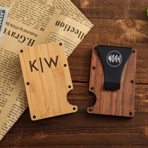 Groomsmen Card Wallet für Männer, personalisierte Brieftasche mit Gravur, benutzerdefinierte minimalistische schlanke Brieftasche, Geburtstagsgeschenke für ihn