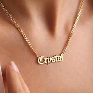 Personalized Gothic Name Necklace: Custom Old English Jewelry