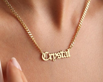 Personalized Gothic Name Necklace: Custom Old English Jewelry