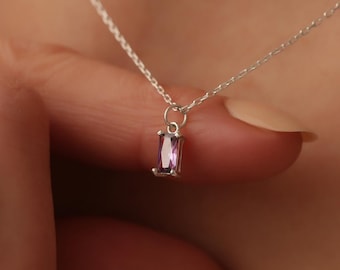 Collar con piedra de nacimiento Baguette, collar con piedra de nacimiento, regalo personalizado, joyería con piedra de nacimiento para la madre, regalo para mamá, regalo de cumpleaños