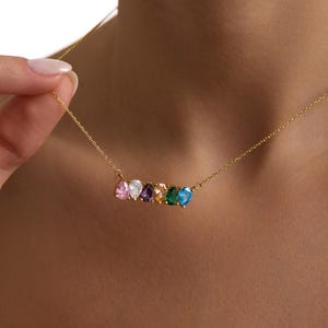 Family Birthstone Necklace, Mothers Birthstone Necklace, Personalized Gift, Mother&#39;s Birthstone Jewelry, Minimalist Necklace, Gift For Her