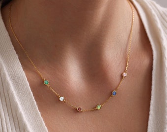 Birthstone Necklace, Mothers Necklace,Mom Jewelry,Family Necklace,Family Birthstone Necklace,Birth Stone Necklace, Birthday Gift For Her