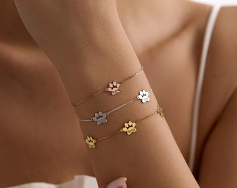 Pulseira com nome de animal de estimação • Pulseira para cachorro/gato • Pulseira personalizada para animal de estimação • Pata de cachorro • Joias que aceitam animais • Presente para quem ama animais de estimação • Pulseira para animal de estimação, presente para mãe