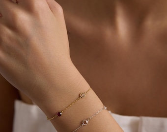 Aangepaste geboortesteenarmband, geboortesteenarmband, afstudeercadeau, verjaardagscadeau, omacadeau voor moeder armband, kerstcadeau voor haar
