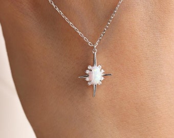 Opaalketting, sterketting, opaal sterketting, bruiloftketting, minimalistische ketting, hangerketting, gouden ketting