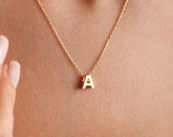 Personalized Initial Necklace, Customized Letter Necklace, Gold Color Sterling Silver Initial, Handmade Jewelry, Personalized Gift