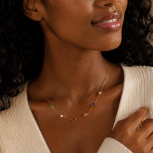 Geboortesteenketting, moederketting, moedersieraden, familieketting, familie geboortesteenketting, geboortesteenketting, Moederdagcadeau afbeelding 2