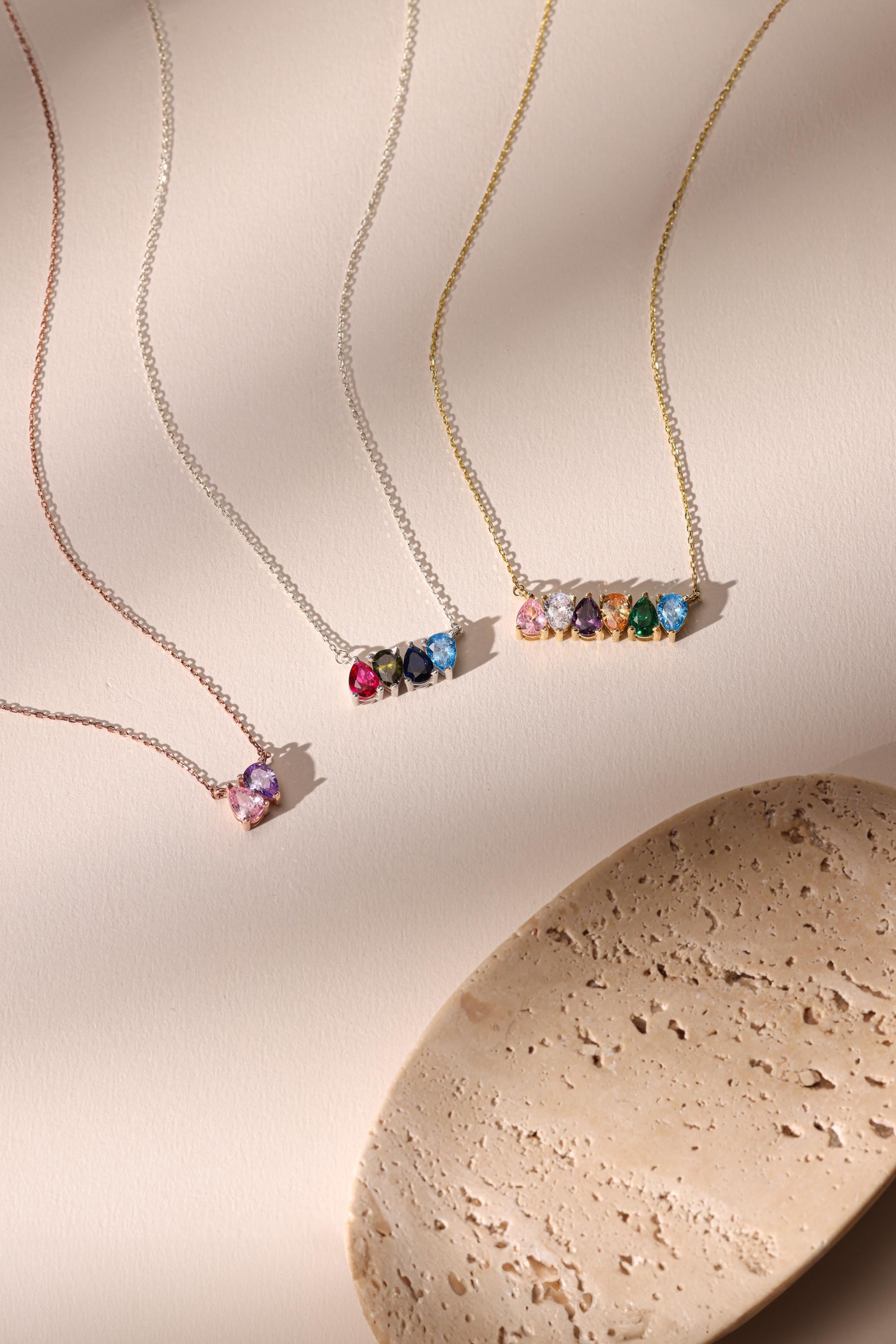 Family Birthstone Necklace, Mothers Birthstone Necklace, Personalized Gift, Mother's Birthstone Jewelry, Minimalist Necklace, Gift For Her
