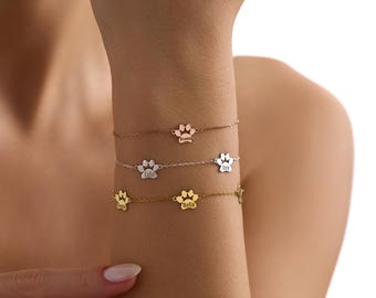 Pulsera con nombre de mascota • Pulsera para perro o gato • Pulsera personalizada para mascota • Pulsera con forma de pata de perro • Joyas que no dañan a los animales • Regalo para amantes de las mascotas • Pulsera para mascota como regalo para mamá
