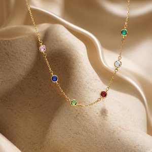 Geboortesteenketting, moederketting, moedersieraden, familieketting, familie geboortesteenketting, geboortesteenketting, Moederdagcadeau afbeelding 5