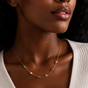 Geboortesteenketting, moederketting, moedersieraden, familieketting, familie geboortesteenketting, geboortesteenketting, Moederdagcadeau afbeelding 7