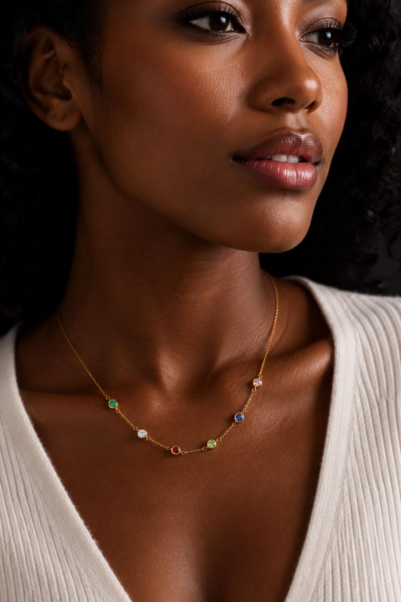 Geboortesteenketting, moederketting, moedersieraden, familieketting, familie geboortesteenketting, geboortesteenketting, Moederdagcadeau afbeelding 7