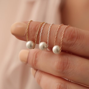 Dainty Single Pearl Necklace, Freshwater Pearl Necklace, Bridal Necklace, Mothers Necklace