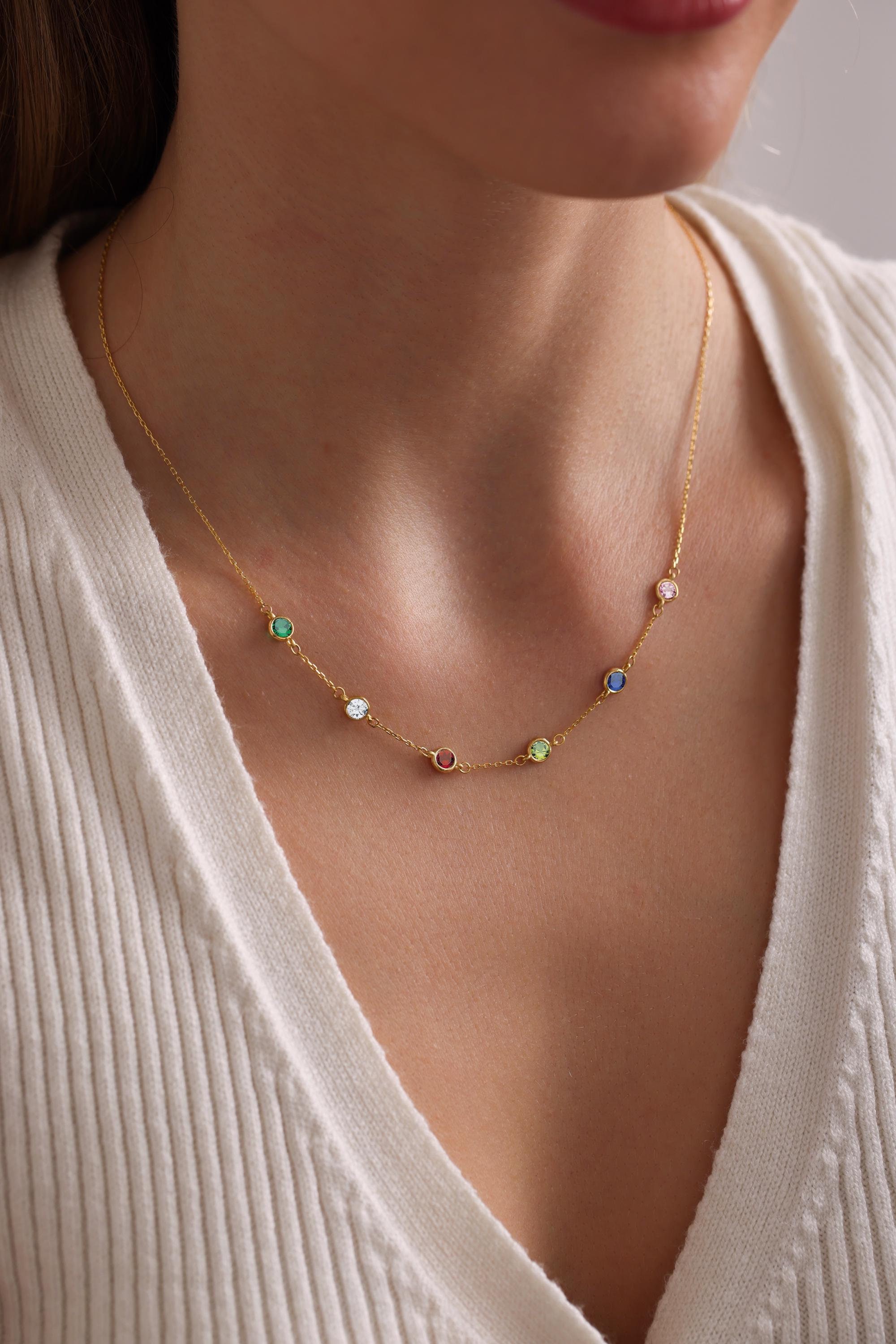 Collar con piedra de nacimiento, collar para madres, joyas para mamás, collar familiar, collar con piedra de nacimiento familiar, collar con piedra de nacimiento, regalo de cumpleaños