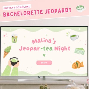 Matcha Theme Braut Bachelorette Jeopardy Game Template Canva Editierbare Jeopardy Powerpoint Braut Jeopardy Template Junggesellinnenabschied