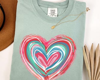 Comfort Colors Hand-Drawn Heart T-Shirt, Garment-Dyed Valentine's Tee