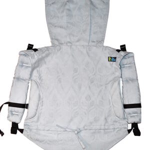 Onbuhimo, Mochila para carregar bebês ajustável Yaro La Vita, cor prata, azul, linho orgânico, para bebês e crianças pequenas