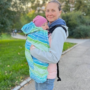 Funda de bebé Softshell 2 en 1 con ondas de colores para portabebés, cochecitos, sillas de coche, sillas de bicicleta, funda de lactancia, funda para exteriores