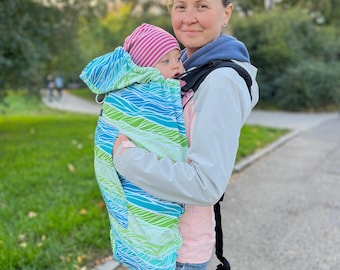 2in1  Waterproof  Windproof Softshell Baby Carrier Cover: Stroller, Car Seat, Bike Seat Colored Waves