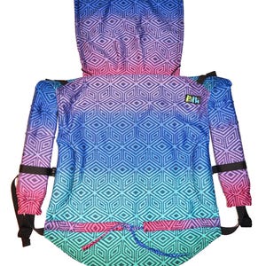 Onbuhimo, Conversão de envoltório ajustável para porta-bebês Little Frog Dark Aurora Cube, Fivela ajustável para carregar bebês e crianças pequenas