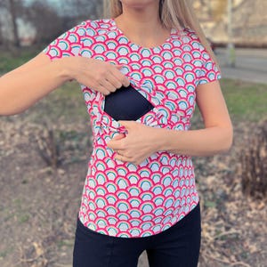 Camiseta básica de lactancia, Camiseta de lactancia, Ropa premamá de Rona, camiseta de lactancia