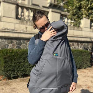 Funda de softshell gris 2 en 1 para portabebés, cochecitos, sillas de coche, sillas de bicicleta, funda para lactancia, funda para exteriores