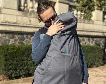 2in1 Waterproof  Windproof Gray Softshell Baby Carrier Cover: Stroller, Car Seat, Bike Seat