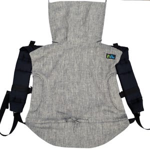 Onbuhimo, portabebés ajustable en gris jaspeado, 100 % lino, portabebés con hebilla de ajuste, para bebés y niños pequeños, para llevar en la espalda