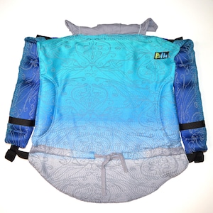 Onbuhimo, portabebés ajustable convertible Yaro Elvish Aqua Grad Linen Tussah, portabebés con hebilla de ajuste, para bebés y niños pequeños