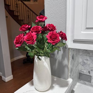 Red Roses are Romantic--12 Real Touch Artificial Red Roses – Perfect Valentine&#39;s Day Gift