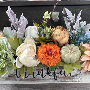 Thankful Autumn Planter Box, Beautiful Fall Centerpiece for Thanksgiving Table Decor, Ideal Gift for Autumn Celebrations