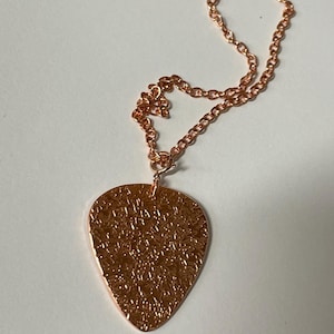 Guitar Pick Solid Copper Wedding Anniversary Gift Pendant Necklace
