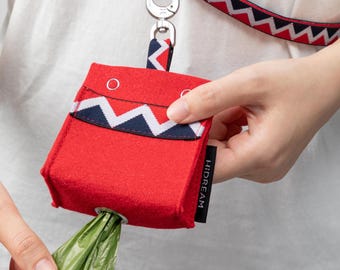 Portable Dog Poop Bag Holder: Felt Waste Bag Dispenser with Carabiner