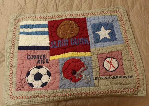 One Pottery Barn Kids Sports Quilted Pillow Sham Etsy