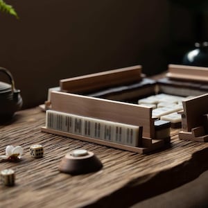 Juego de Mahjong Premium – Mahjong chino de madera con fichas de comodín, juego clásico de Pung Chow, juego de viaje de lujo, regalo único imagen 9
