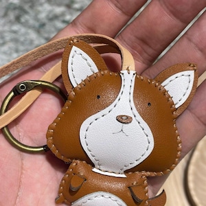 CORGI Leather Bag Charm, Handmade Dog Collection, Purse Charms - Husky Purse Charm, Hanging Accessories, Small Gift For Him Her