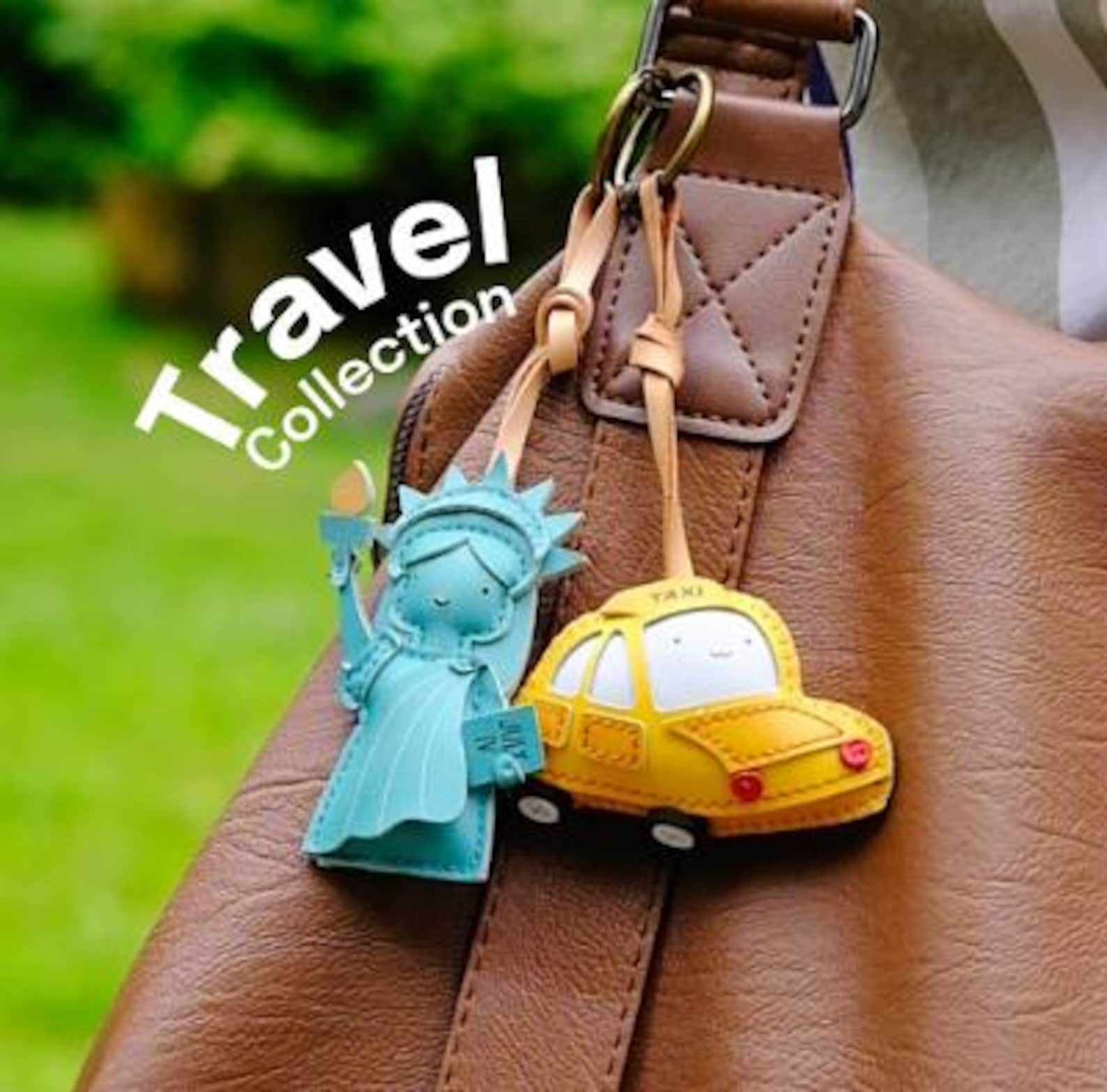 PLANE Travel Bag Charms and Luggage Keychains, Leather Accessory Gift ...