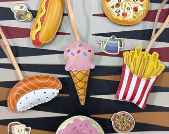 Food Collection Bag Charm, Croissant Hotdog Ice cream Donut Keychain, Purse Charm, Car Hanging Accessories, Unique Small Gift For Him Her