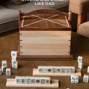 Juego de Mahjong Premium – Mahjong chino de madera con fichas de comodín, juego clásico de Pung Chow, juego de viaje de lujo, regalo único imagen 2