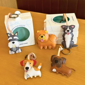 Dog Lover Leather Bag Charm, Dog Collection, Brown Poodle, Purse Charm, Keychain Accessories, Unique Small Gift For Him Her Kid Mother Dad