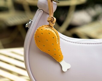 French Fries Leather Bag Charm, Food Fried Egg Keychain, Sushi