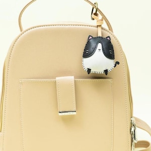 Tuxedo Cat Leather Bag Charm Keychain, Purse Charm, Car Hanging Accessories, Unique Small Gift For Him Her Kids Dad Mother